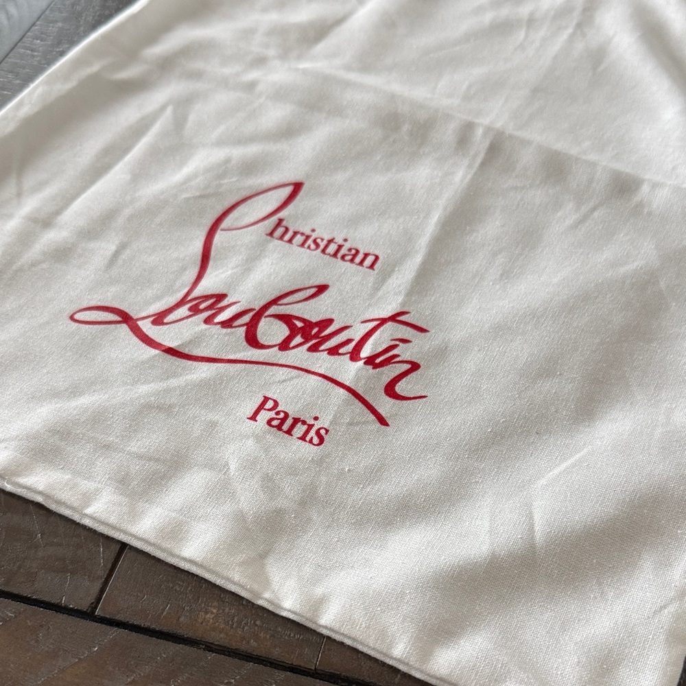 Christian Louboutin Cream Dust Bag with Red Logo